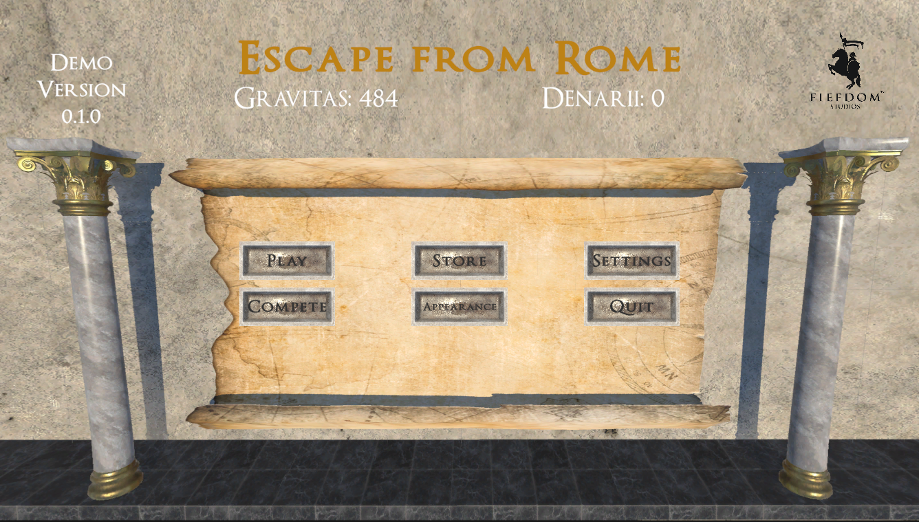 Escape from Rome main menu